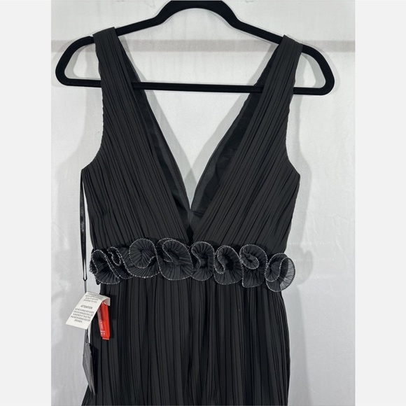 NWT $398 IEENA Mac Duggal [ 4 ] Rosette Ruffle Layered Rosette Dress Gown Black‎ - Picture 12 of 14